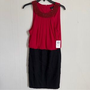 Red and Black Sleeveless Dress